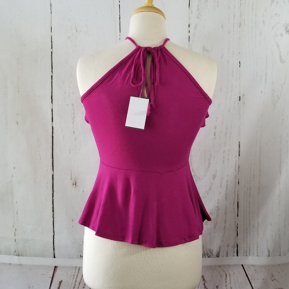 HIATUS Flounce Front Magenta Tank Top     - Picture 4 of 7